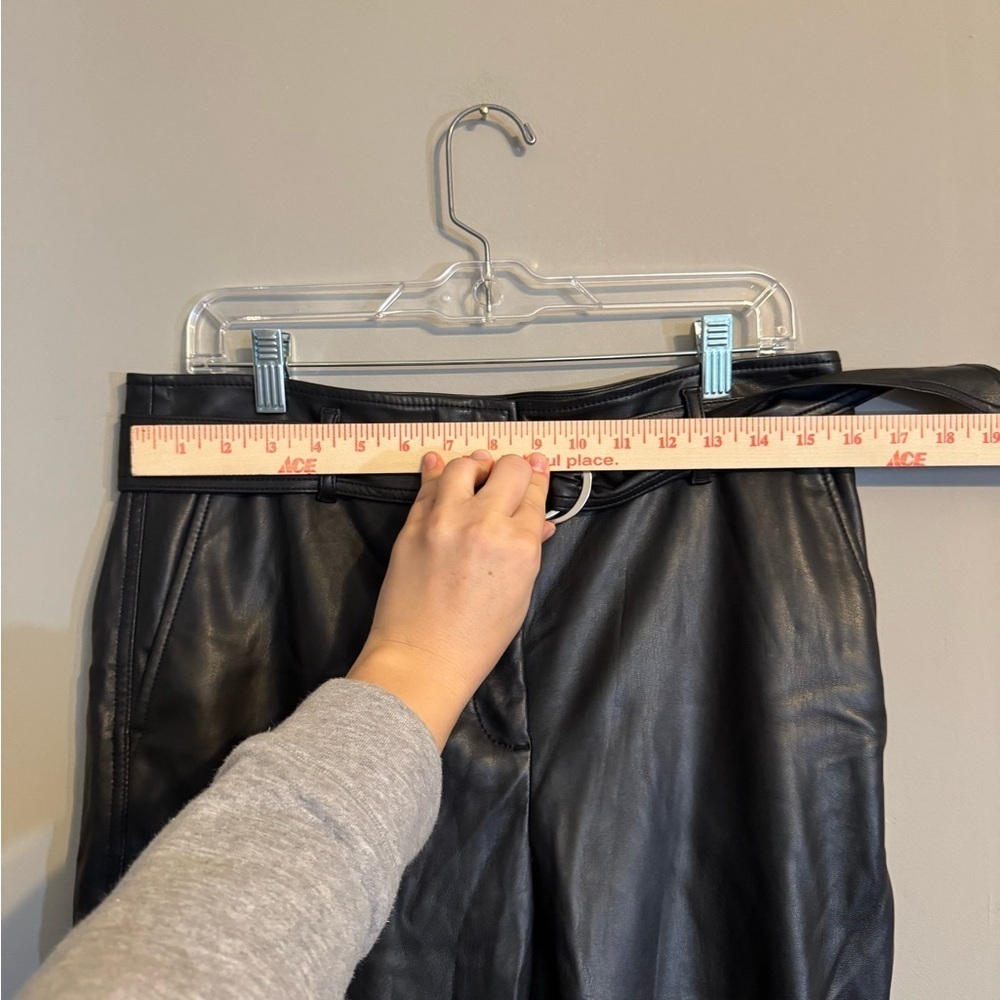 LOFT Belted Black Leather Crop Pants - Picture 4 of 6